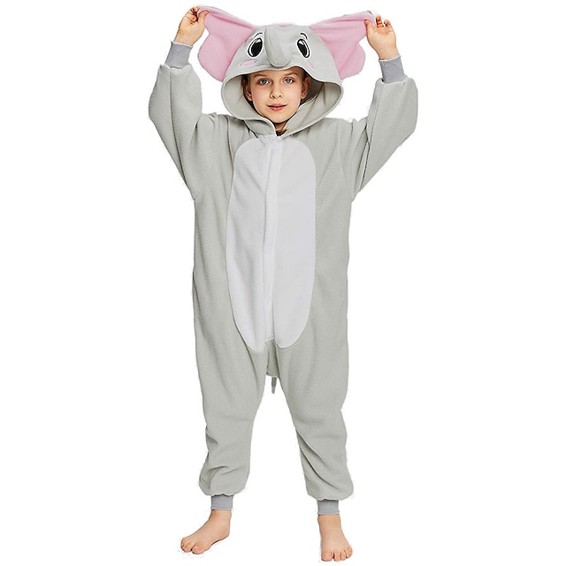  Kinder Kigurumi-Pyjamas Elefant Tier Pyjamas-Einteiler Polar-Fleece Grau Cosplay Für Jungen und Mädchen Tiernachtwäsche Karikatur Fest / Feiertage Kostüme / Gymnastikanzug / Einteiler