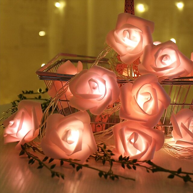  1m 10led aa batterie blanc chaud led rose lumières de noël guirlandes lumineuses valentine décoration de mariage ampoules à fleurs lampe à LED