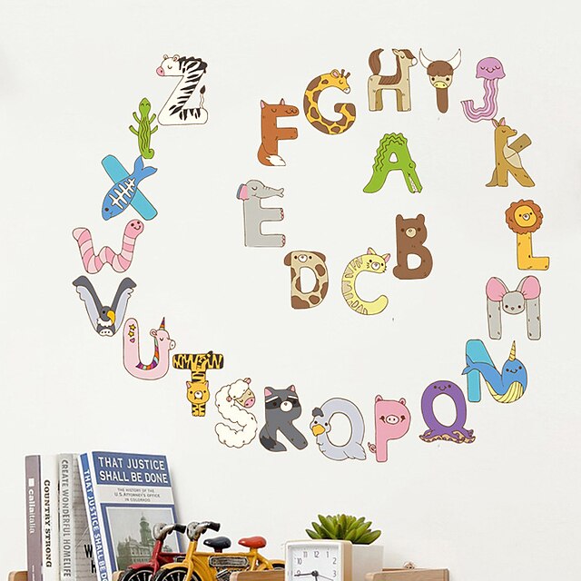 Home & Garden Home Decor | Removable Cartoon Cute Animals Letter Alphabet Waterproof PVC DIY Wall Sticker Kids Room Door Decor 2