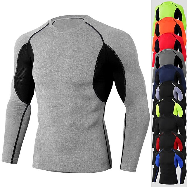  JACK CORDEE Men's Long Sleeve Compression Shirt Running Shirt Running Base Layer Top Athletic Winter Moisture Wicking Breathable Soft Running Active Training Jogging Sportswear Black / Red White