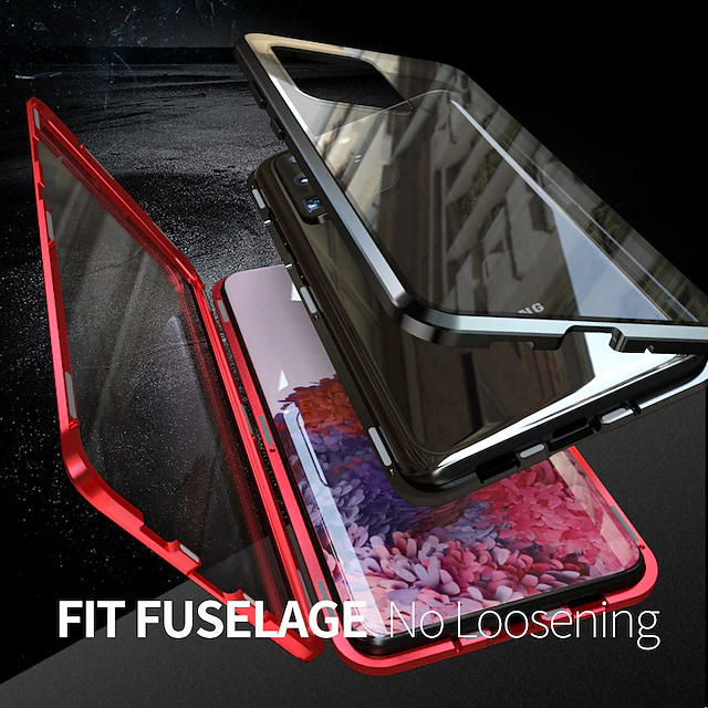 Phone Case For Samsung Galaxy S24 S23 S22 S21 FE S21 Ultra Plus A14 A34 A54 A33 S20 Full Body Case Magnetic Adsorption Magnetic Double Sided Curved Screen Transparent Tempered Glass Metal 17