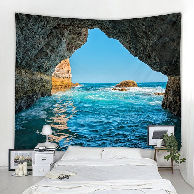 Ocean Wave Cave Wall Tapestry Art Decor Blanket Curtain Picnic ...