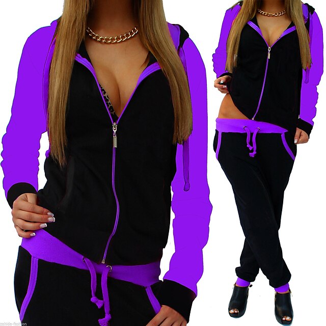 Sports & Outdoors Running, Jogging & Walking | Womens 2 Piece Full Zip Tracksuit Sweatsuit Jogging Suit Street Casual Long Sleev