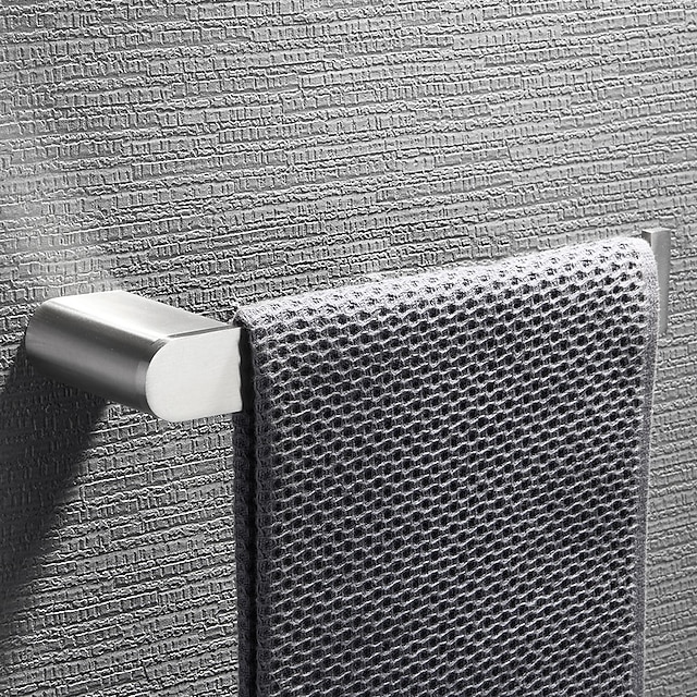 Towel Bar New Design Contemporary Stainless Steel Bathroom Towel Rack Wall Mounted Silvery 1pc 6
