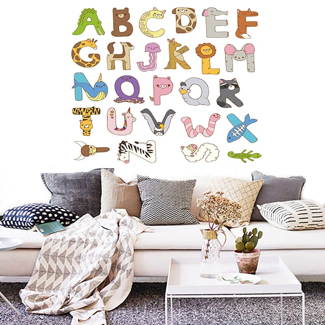 Home & Garden Home Decor | Removable Cartoon Cute Animals Letter Alphabet Waterproof PVC DIY Wall Sticker Kids Room Door Decor 2