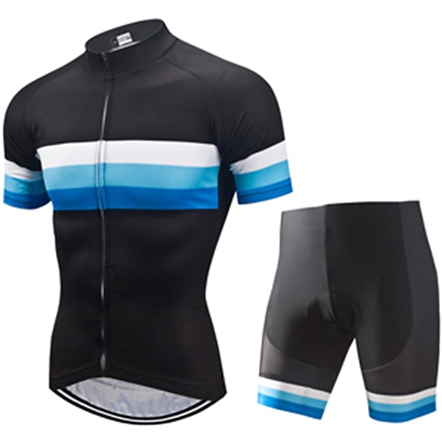  21Grams Bărbați Jersey de ciclism cu pantaloni scurți Manșon scurt Ciclism montan Ciclism stradal Negru / Albastru Peteci Bicicletă Costume Spandex Poliester Rezistent la UV Pad 3D Respirabil Uscare