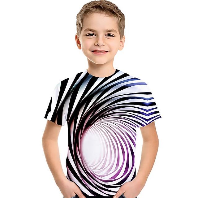  Drenge T-shirt Kortærmet T-shirt Geometrisk Farveblok 3D Print 3D-udskrivning Aktiv Sport Gade Polyester Spandex Børn Baby Trykt mønster 3D-printet grafik Skjorte