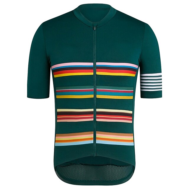 Men's Cycling Jersey Solid Color Stripes Patterned Short Sleeve Bike Jersey Top with 3 Rear Pockets Mountain Bike MTB Road Bike Cycling UV Resistant Quick Dry Reflective Strips Back Pocket Sports Red4