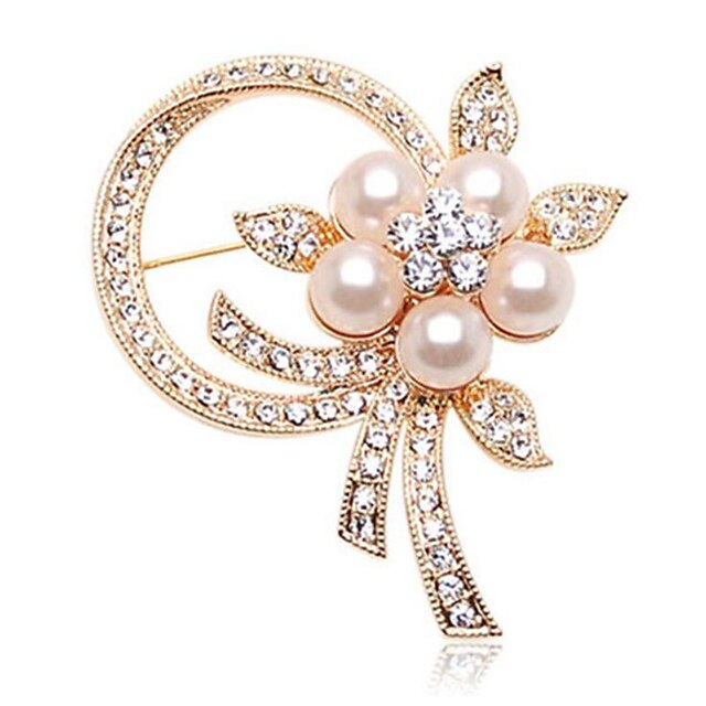  Pearl Brooches Hollow Out Flower Fashion Imitation Pearl Brooch Jewelry Gold For Gift Festival