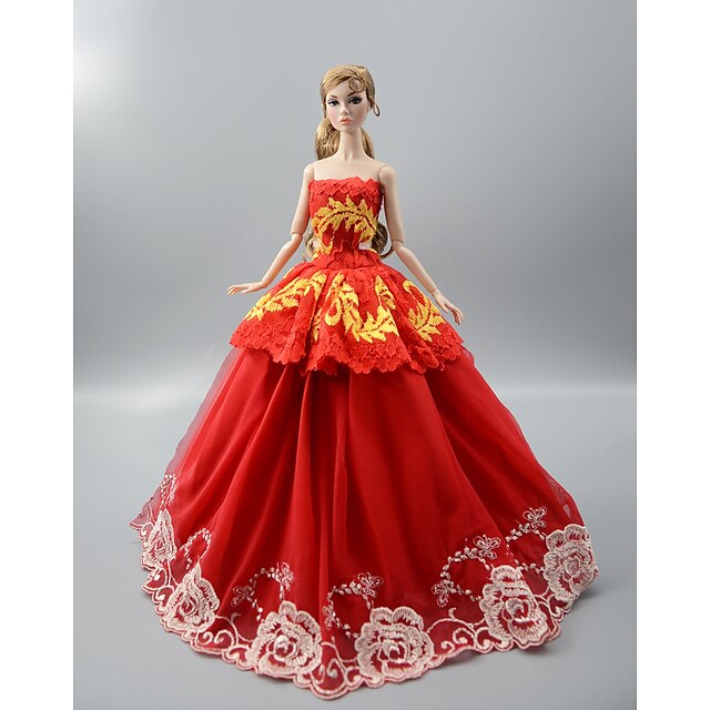  Αξεσουάρ κούκλας Ρούχα για Κούκλες Φόρεμα κούκλα Νυφικό Πάρτι / Απόγευμα Γάμος Τουαλέτα Τούλι Δαντέλα Organza Για κούκλα 11,5 ιντσών Χειροποίητο παιχνίδι για δώρα γενεθλίων κοριτσιού / Παιδιά