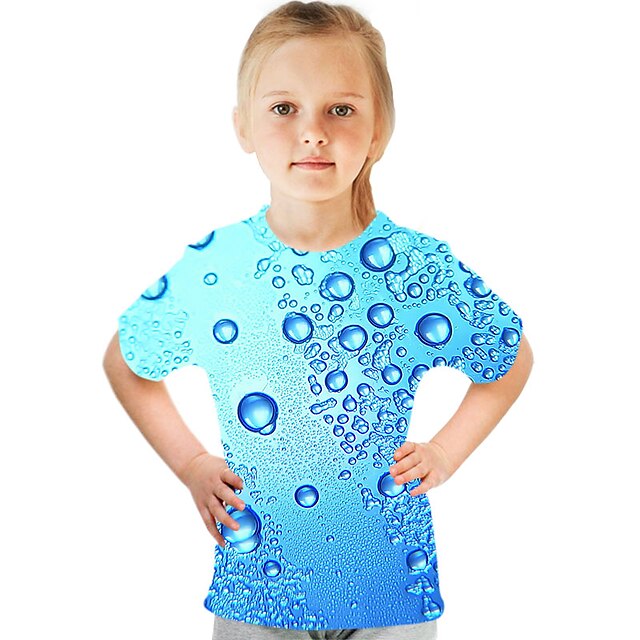  Bambino Da ragazza maglietta T-shirt Manica corta Monocolore 3D Con stampe Blu Bambini Top Attivo Moda città Giornata universale dell'infanzia