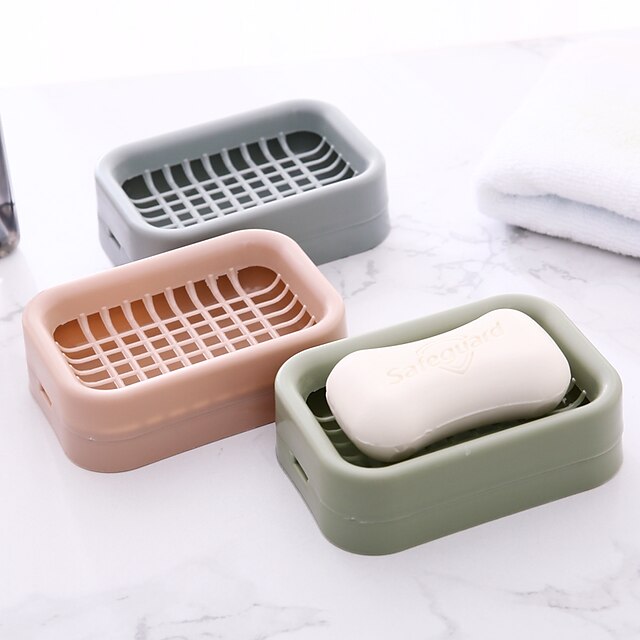 Home & Garden Bath Accessories | Creative Bathroom Double Lid Drain Soap Box With Lid Simple Handmade Soap Holder - MA59668