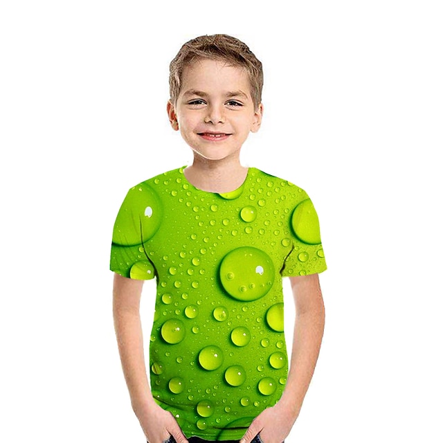  Lapset Poikien T-paita Geometrinen ulko- 3D-tulostus Lyhythihainen Aktiivinen 3-12 vuotta Kesä Apila Sininen Purppura