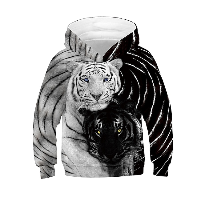 Baby & Kids Boys Clothing | Kids Boys Hoodie & Sweatshirt Long Sleeve Black 3D Print 3D Animal Active Basic - CN82469