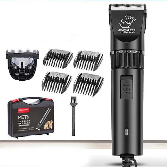  Katze Haustiere Hund Pflege Haarschneider Werkzeugset Tierhaarentferner Pflege Clippers Schnurlos Keramik Schneider & Trimmer Wasserdicht Geräuscharm Elektrisch Haustiere Pflegezubehör Schwarz 1 set