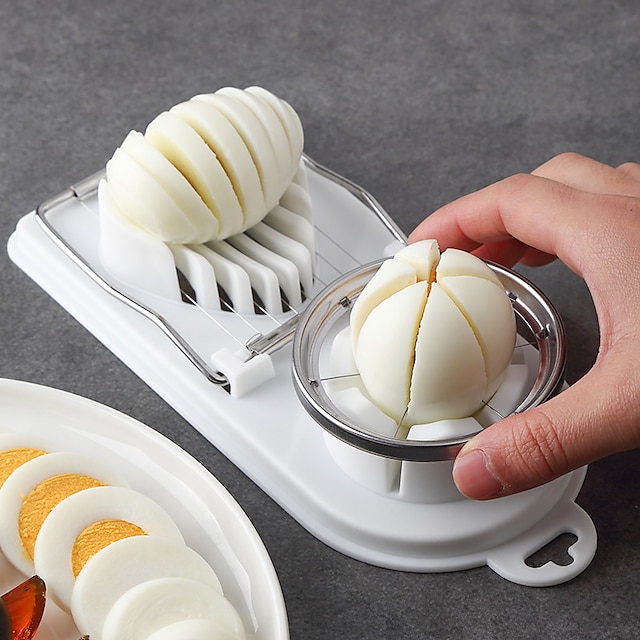  2-in-1 Egg Maker Kitchen Multi-function Egg Cutter Slice Cut Slicer Fancy Cut Stainless Steel Dual-use Slicer