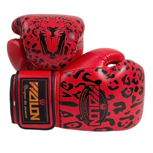  léopard cuir doigts longs gants de boxe professionnelle (taille moyenne)