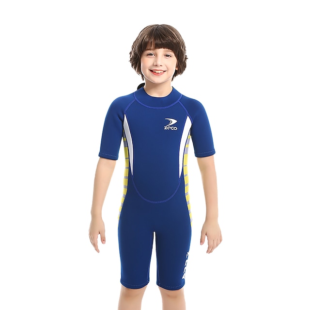  ZCCO Boys Shorty Wetsuit 2.5mm SCR Neoprene Diving Suit Thermal Warm UV Sun Protection Quick Dry High Elasticity Short Sleeve Back Zip - Swimming Diving Surfing Scuba Patchwork Autumn / Fall Spring