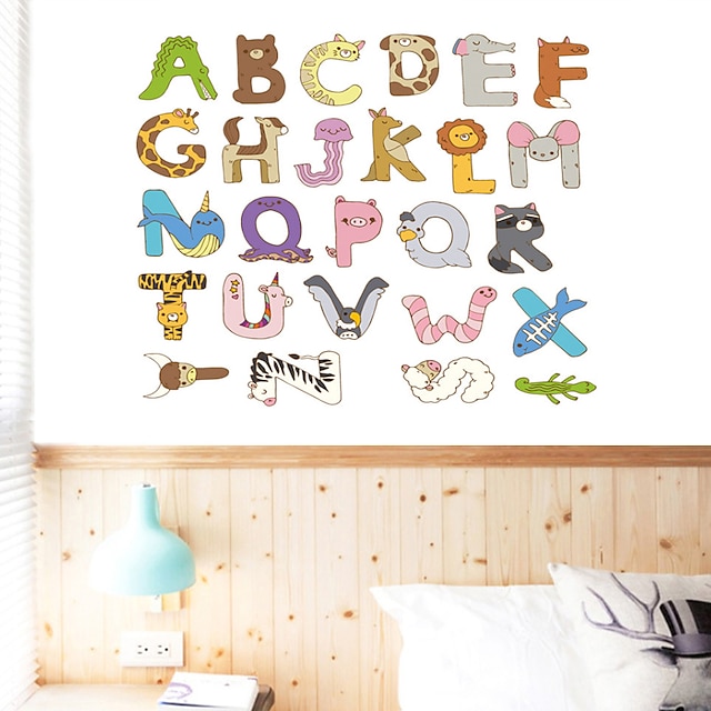 Home & Garden Home Decor | Removable Cartoon Cute Animals Letter Alphabet Waterproof PVC DIY Wall Sticker Kids Room Door Decor 2