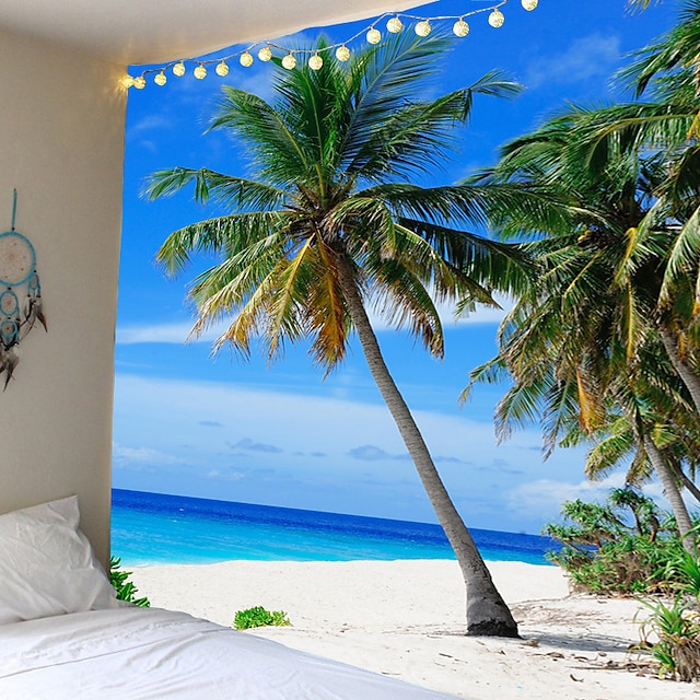  wandtapijten art decor deken gordijn picknick tafelkleed opknoping thuis slaapkamer woonkamer slaapzaal decoratie landschap zee oceaan strand kokospalm