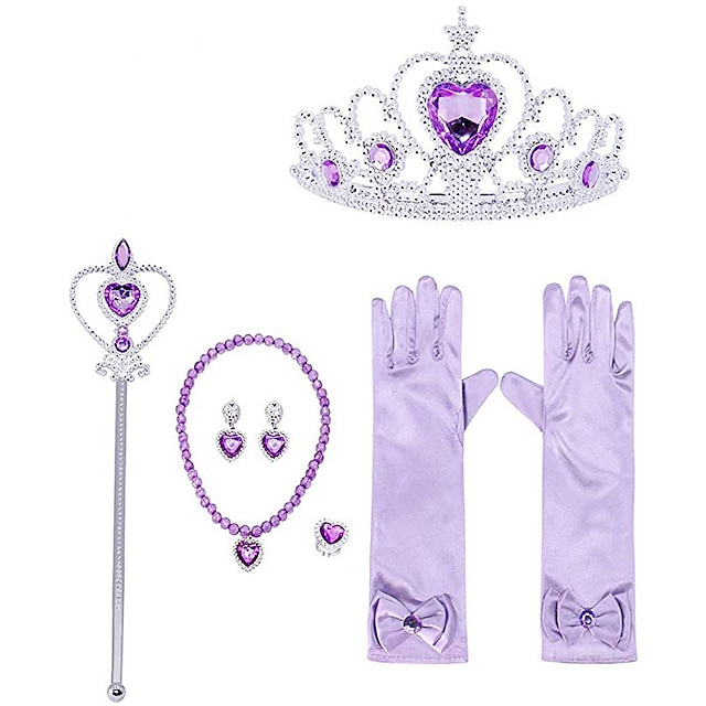  Princess Elsa Gloves Outfits Princess Cosplay Jewelry Accessories Girls' Movie Cosplay Halloween Gloves Crown Wand Children's Day Masquerade Rhinestone Fabric Plastic World Book Day Costumes