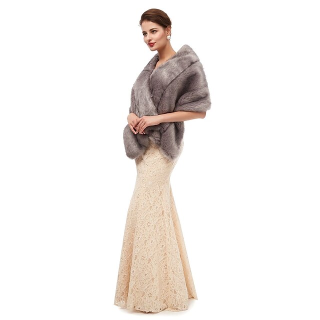  Sleeveless Shawls Faux Fur Party / Evening Shawl & Wrap / Women's Wrap With Button
