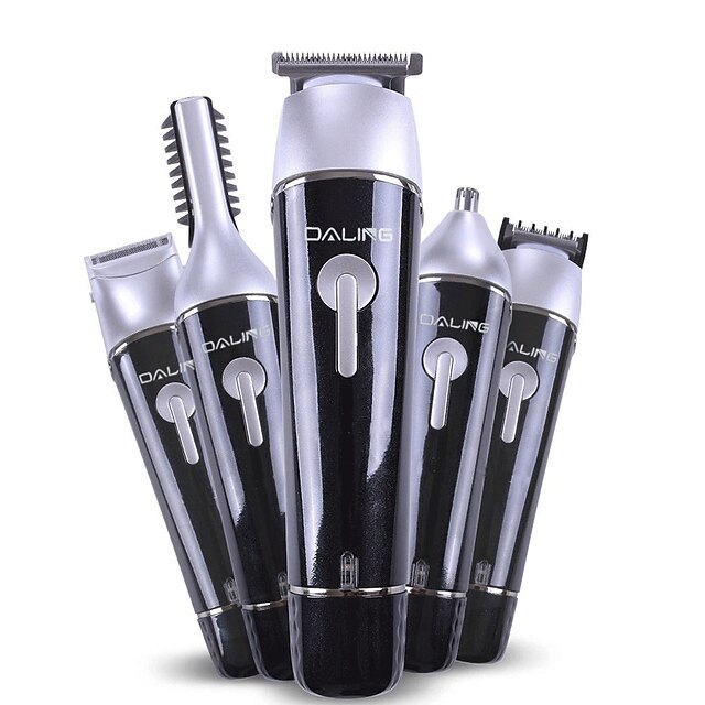  5 em 1 máquina de cortar cabelo recarregável cordless grooming kit para homens barba trimmer nariz aparador de pêlos dual shaver
