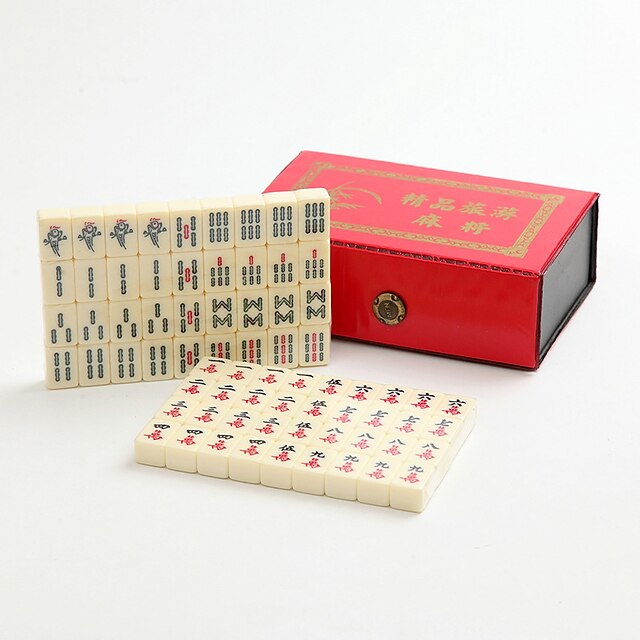  läder boxed poketable Miniresepostrar Mahjong med linjal
