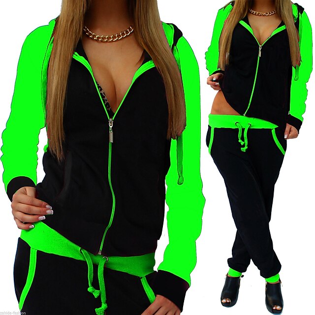 Sports & Outdoors Running, Jogging & Walking | Womens 2 Piece Full Zip Tracksuit Sweatsuit Jogging Suit Street Casual Long Sleev