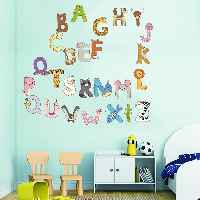 Home & Garden Home Decor | Removable Cartoon Cute Animals Letter Alphabet Waterproof PVC DIY Wall Sticker Kids Room Door Decor 2