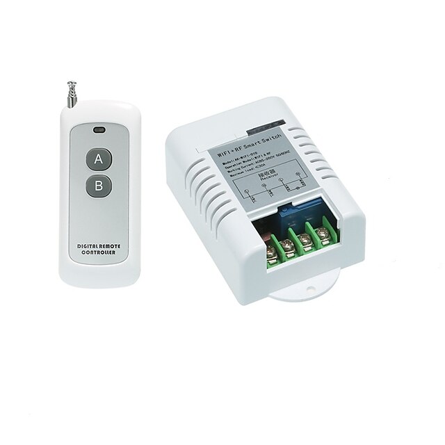  smart switch ac220v 1ch reläomkopplare / mobilappkontroll / 2,4 g wifi / wifi rf fjärr på / av app röststyrning / tidsfunktion / tillståndsåterkoppling