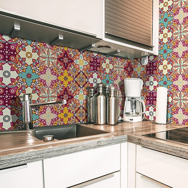 keuken olie-proof en waterdichte tegel sticker zelfklevende marokkaanse stijl milieubescherming pvc sticker 8145129 2022 – $23.83