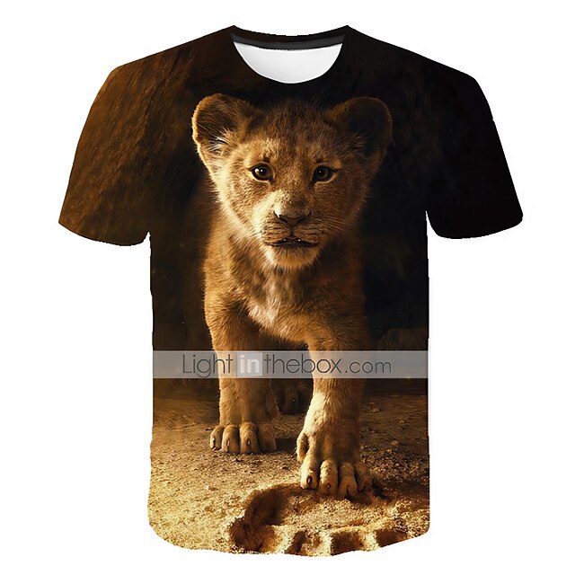  Para Meninos 3D Animal Bloco de cor 3D Camisa Camiseta Manga Curta Impressão 3D Verão Roupa de rua Básico Poliéster Elastano Infantil