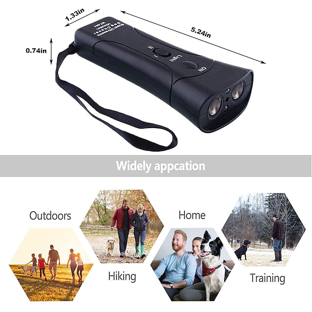 New Ultrasonic Dog Chaser Aggressive Attack Repeller Trainer LED Flashlight training Repeller