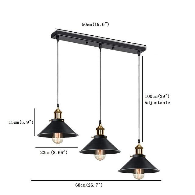 Lights & Lighting Pendant Lights | 68 cm Island Design Pendant Light Metal Painted Finishes Vintage Island 220-240V - MI66673