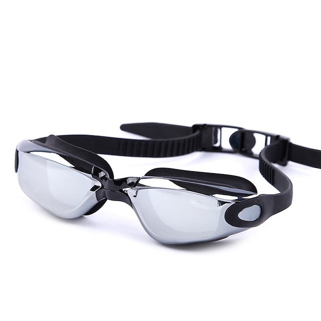  Swimming Goggles Waterproof Anti-Fog Adjustable Size Prescription UV Protection Mirrored For Silica Gel PC Whites Grays Blacks Gray Black Blue