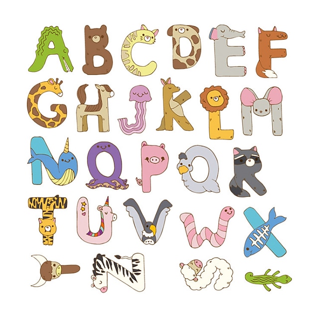 Home & Garden Home Decor | Removable Cartoon Cute Animals Letter Alphabet Waterproof PVC DIY Wall Sticker Kids Room Door Decor 2