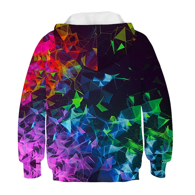 Baby & Kids Boys Clothing | Kids Boys Hoodie & Sweatshirt Pullover Long Sleeve Black 3D Print Rainbow Graphic Optical Illusion C