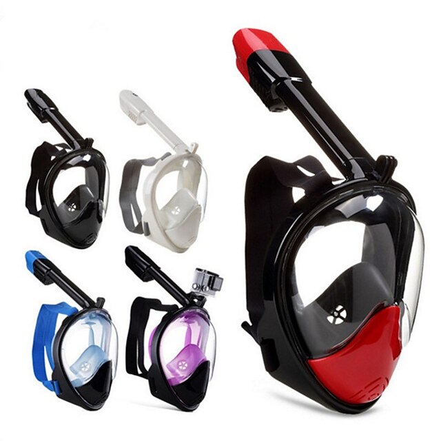  Máscaras de mergulho Máscaras Faciais 180 Graus Compatível com GoPro Anti-Nevoeiro Snorkel Seco Janela Única - Natação Mergulho Snorkeling Scuba silica Gel - Para Adulto Roxo Vermelho Laranja Azul
