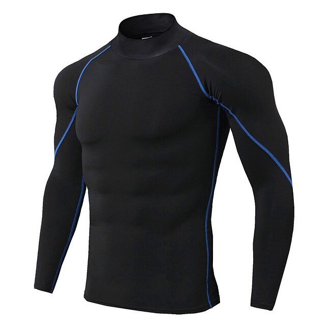 Sports & Outdoors Running, Jogging & Walking | Mens Long Sleeve High Neck Compression Shirt Running Shirt Running Base Layer Str