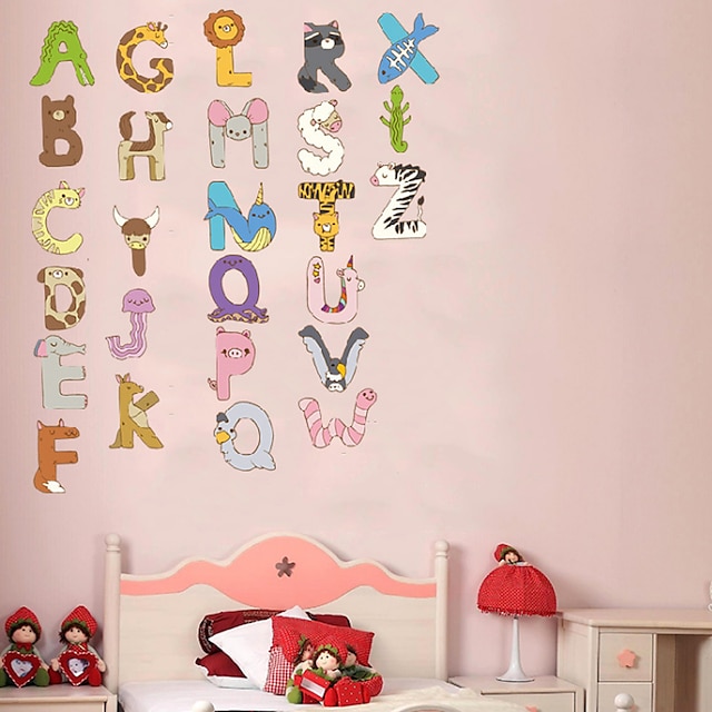 Home & Garden Home Decor | Removable Cartoon Cute Animals Letter Alphabet Waterproof PVC DIY Wall Sticker Kids Room Door Decor 2