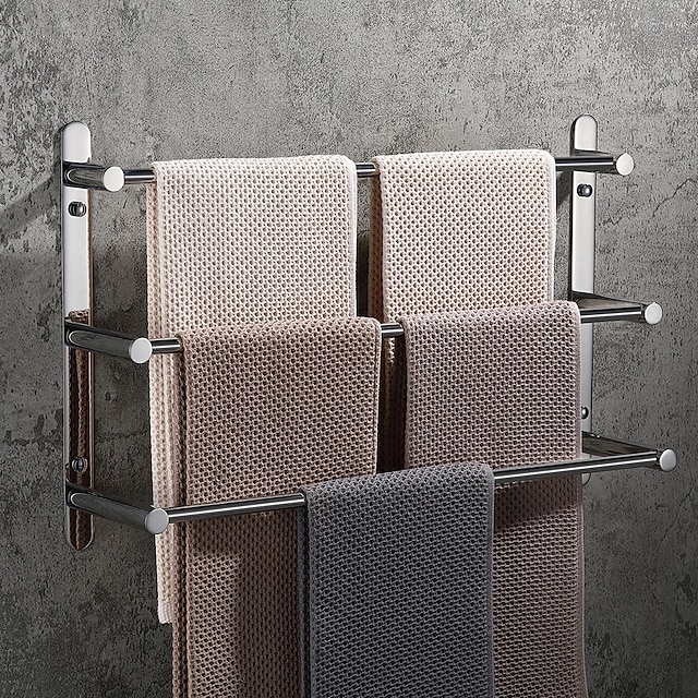 Multilayer Towel Bar Towel Rack Towel Rail,Stainless Steel 3-TierTowel Bar Storage Shelf for Bathroom 30cm~70cm Towel Holder (Black/Chrome/Brushed Golden/Brushed Nickel) 18