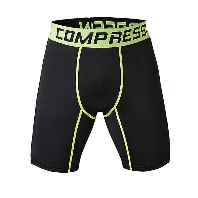  Men's Compression Shorts Running Shorts Sports Shorts Base Layer Bottoms Stripe Quick Dry Moisture Wicking Black / Orange Green Black / Stretchy / Athletic