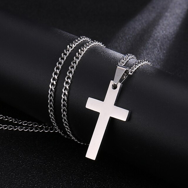  Personalized Customized Necklace Name Necklace Titanium Steel Classic Name Engraved Cross Gift Festival 1pcs Silver Gold Black / Laser Engraving