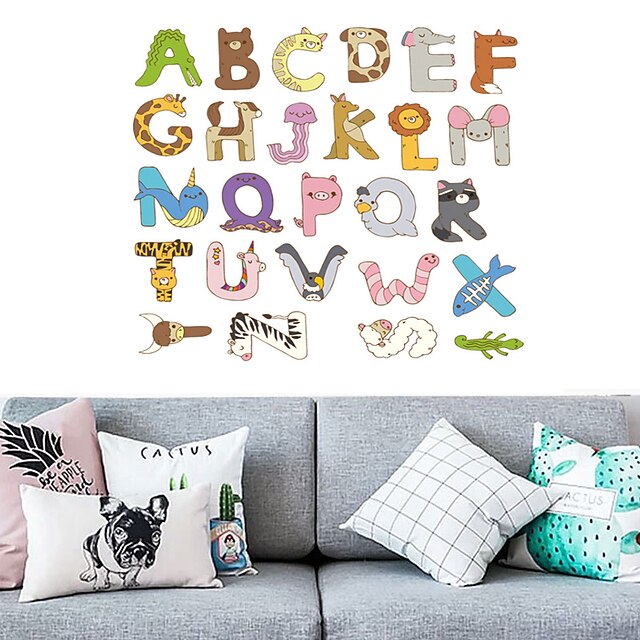 Home & Garden Home Decor | Removable Cartoon Cute Animals Letter Alphabet Waterproof PVC DIY Wall Sticker Kids Room Door Decor 2