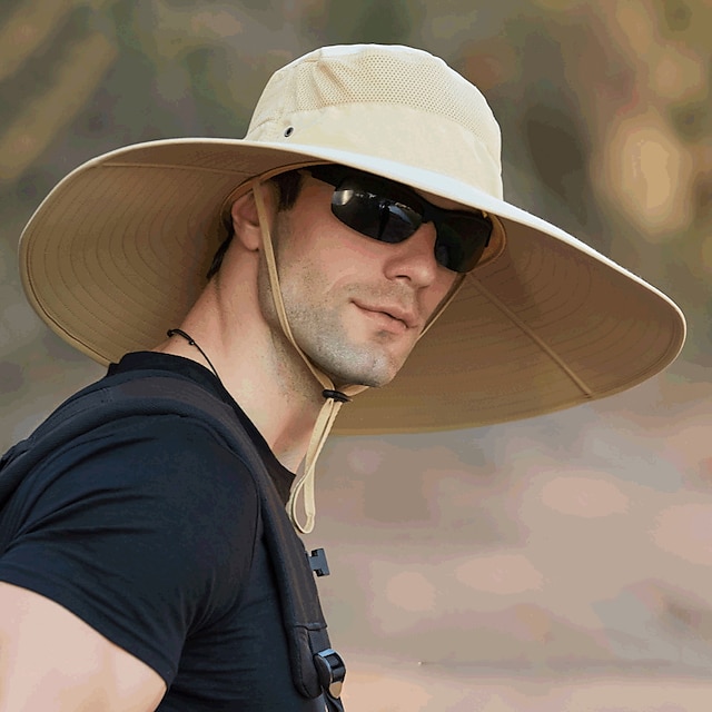 Super Wide Brim Sun Hat UPF50+ Waterproof Bucket Hat  Sunscreen Sun Hat Fishing Hat Fisherman Hat Hiking Hat  5.9''/15cm Wide Army Green Grey Dark Gray for Fishing, Hiking, Camping