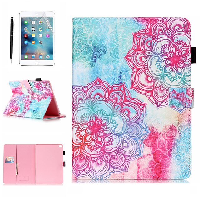  Case &amp 1pcs Stylus pen &amp 1pcs Screen Protect For Apple iPad Air / iPad (2018) / iPad Air 2 / Pro 9.7 with Stand / Flip / Ultra-thin Back Cover Gradient / Flower PU Leather