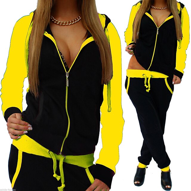 Sports & Outdoors Running, Jogging & Walking | Womens 2 Piece Full Zip Tracksuit Sweatsuit Jogging Suit Street Casual Long Sleev