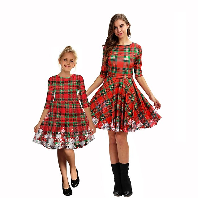  Santa Claus Mommy and Me Vacation Dress Christmas Christmas Polyester Dress
