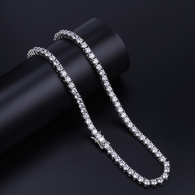  AAA Cubic Zirconia Necklace Tennis Chain Statement Fashion Trendy Hip Hop Copper Silver Gold 45.8 cm Necklace Jewelry 1pc For Anniversary Street Festival
